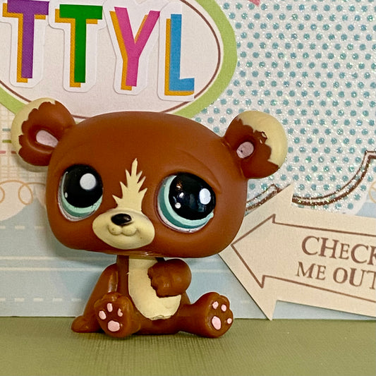 Vintage Authentic Littlest Pet Shop Bear 1075 Teal