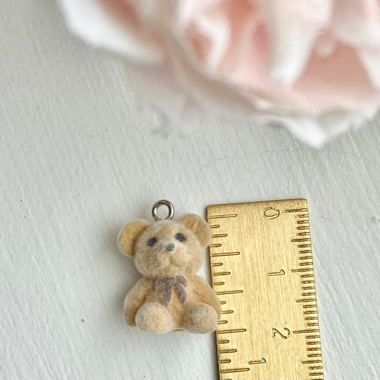 Flocked Bear Charm