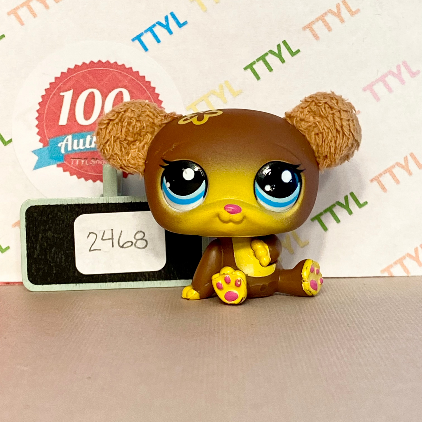 Authentic Vintage Littlest Pet Shop Bear with Fuzzy Ears No. 2468