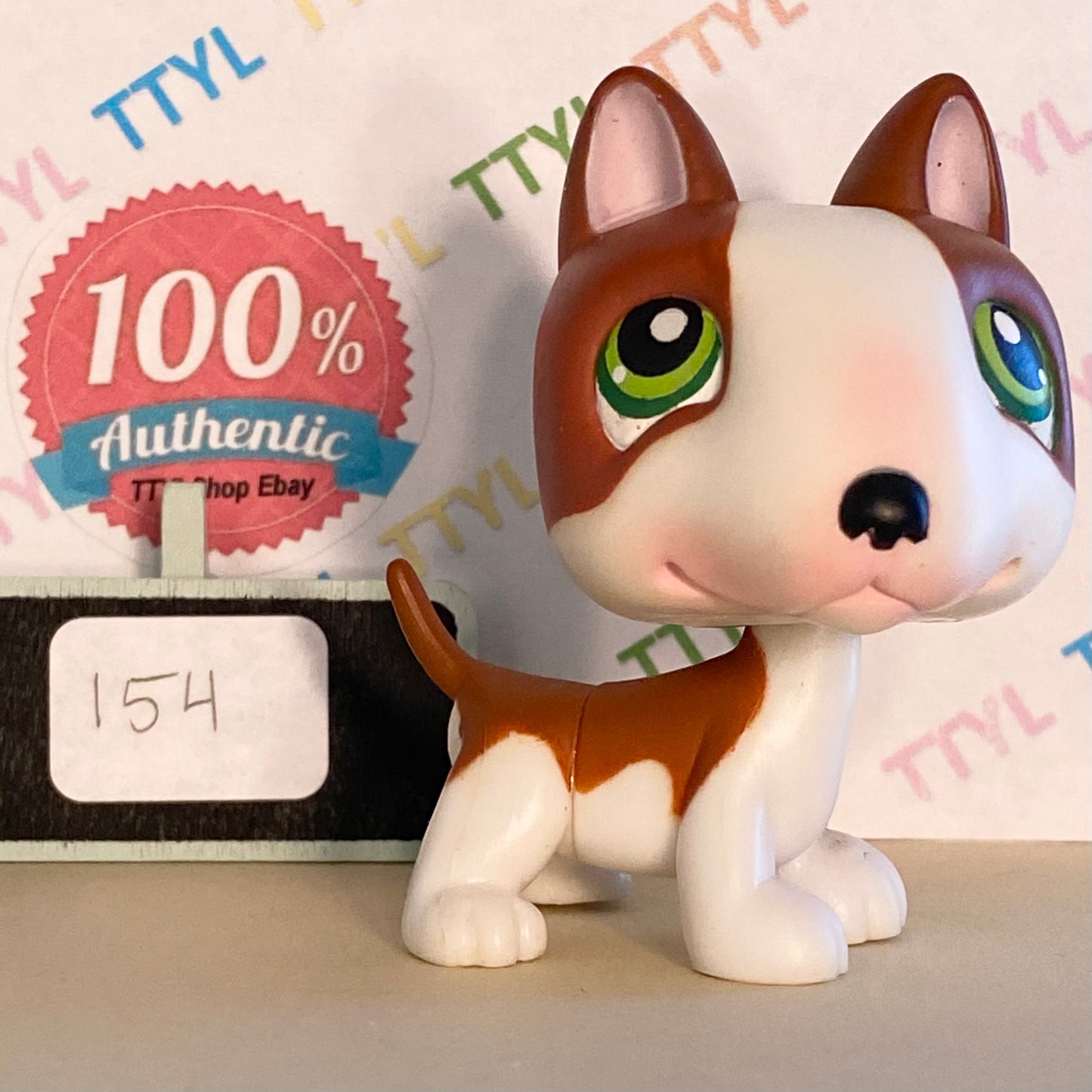Authentic Vintage Littlest Pet Shop Bull Terrier Dog No. 154