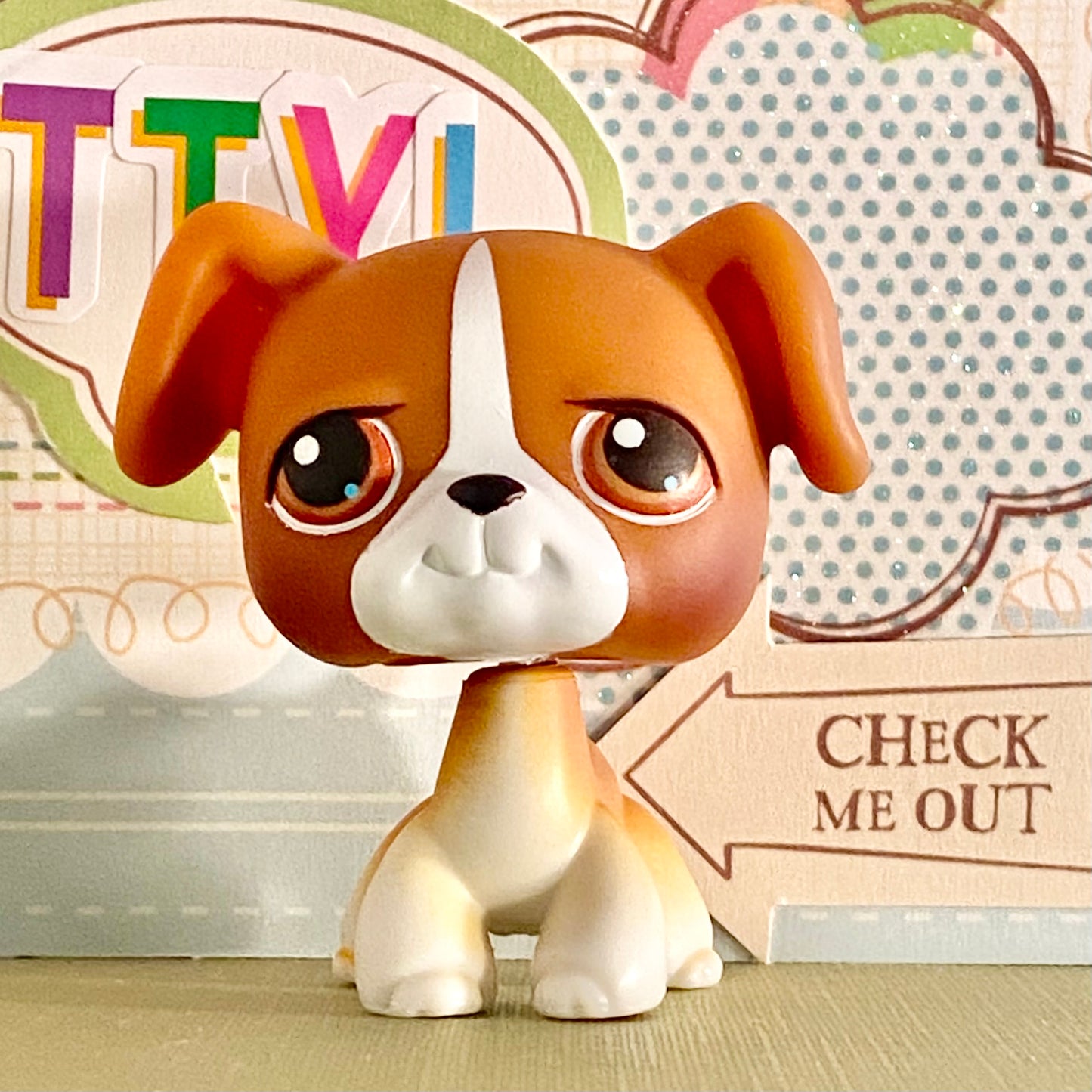 Authentic Vintage Littlest Pet Shop Boxer Dog No. 25 Brown