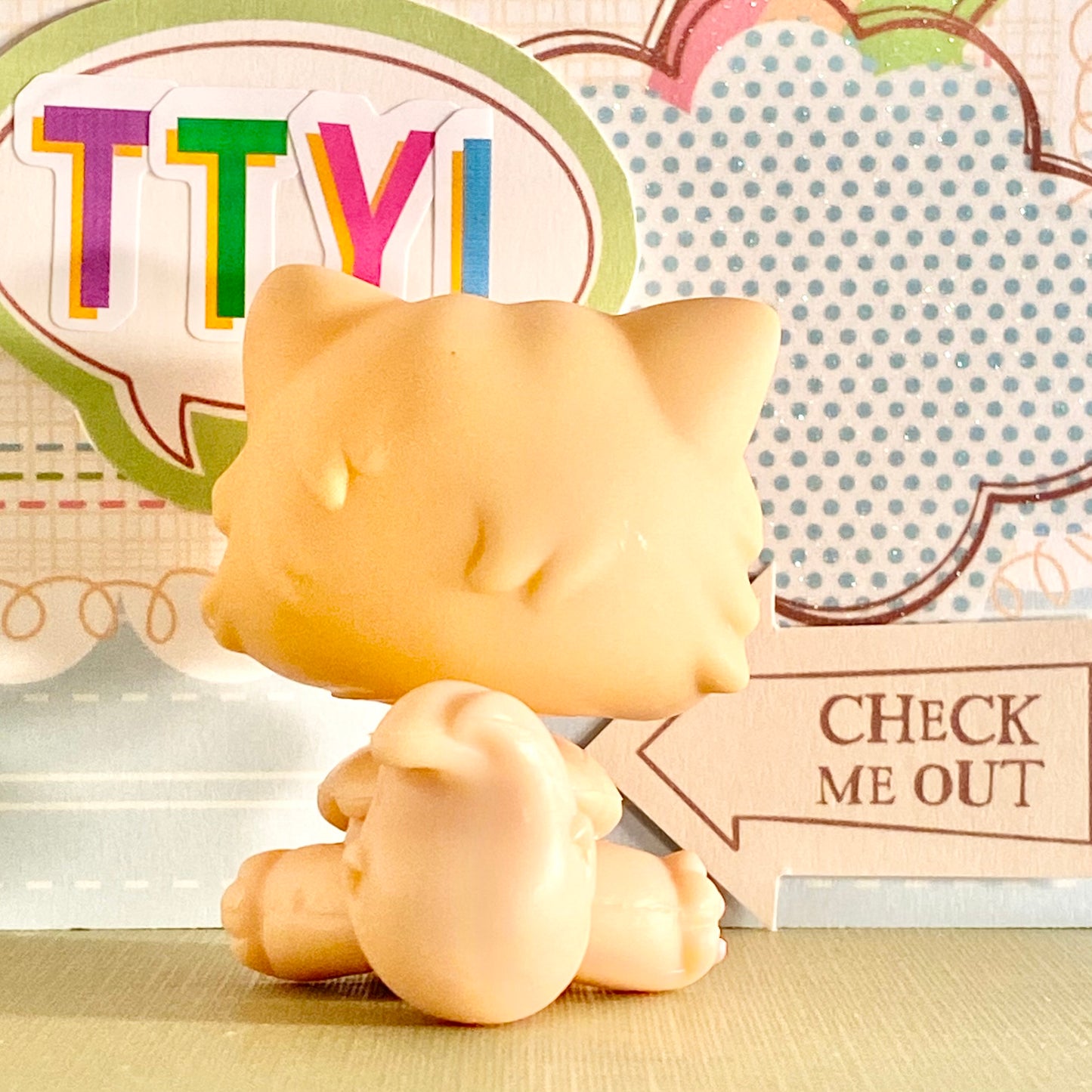 Vintage Authentic Littlest Pet Shop Persian Peach Cat No. 490