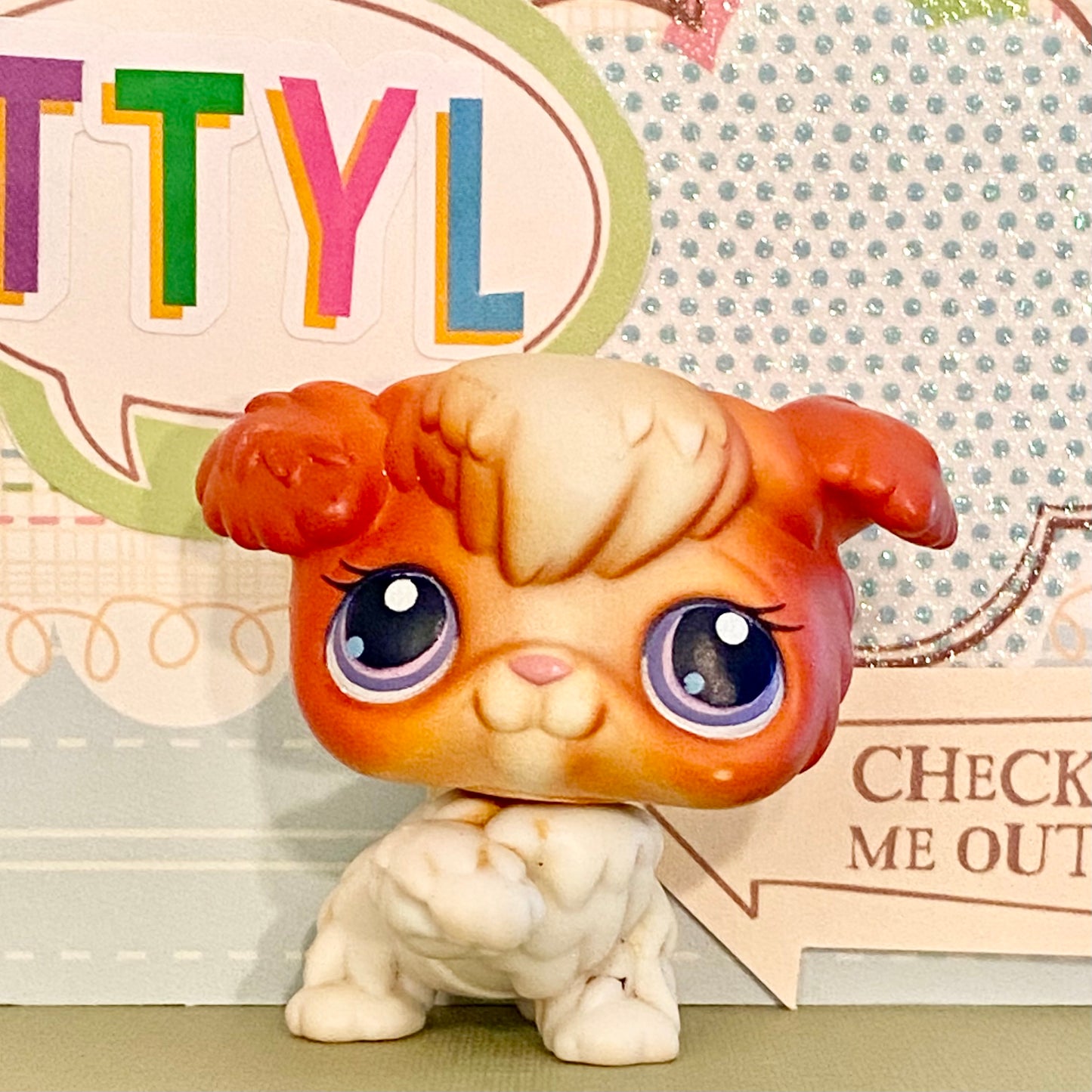 Vintage Authentic Littlest Pet Shop Poodle Dog No. 37 Brown Purple