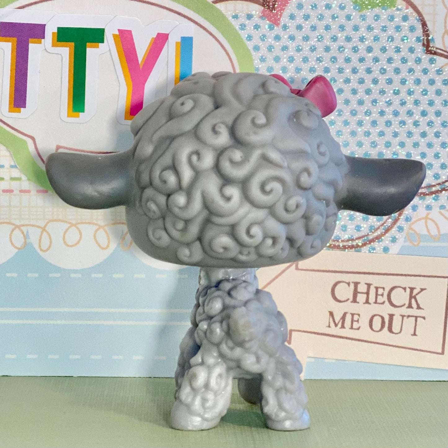 Vintage Authentic Littlest Pet Shop Lamb No. 477 Gray Purple