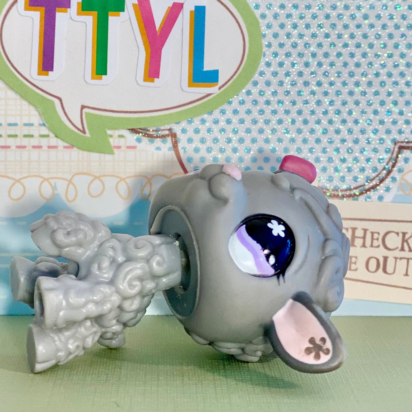 Vintage Authentic Littlest Pet Shop Lamb No. 477 Gray Purple