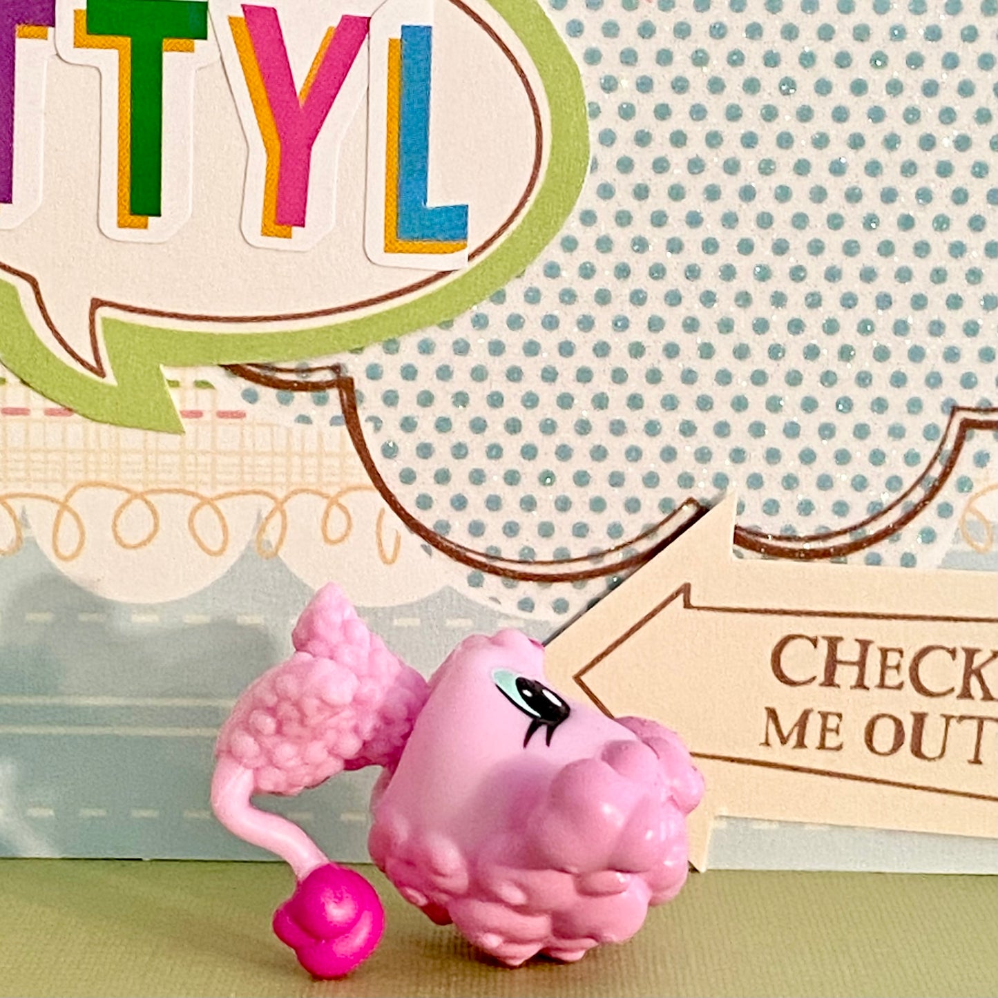 Vintage Authentic Littlest Pet Shop Poodle Dog 3599 Mommy and Me Pink Aqua
