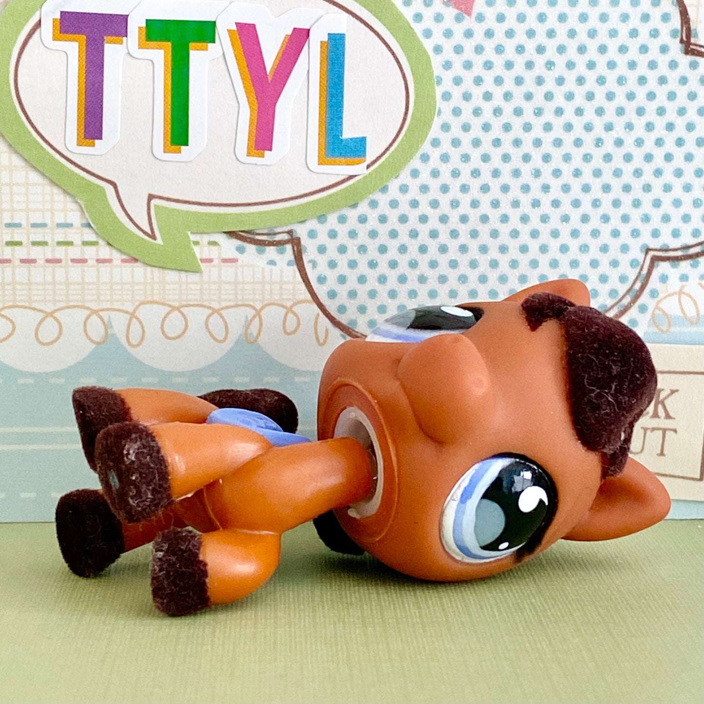 Vintage Authentic Littlest Pet Shop Horse No. Brown Flocked Purple Sportiest