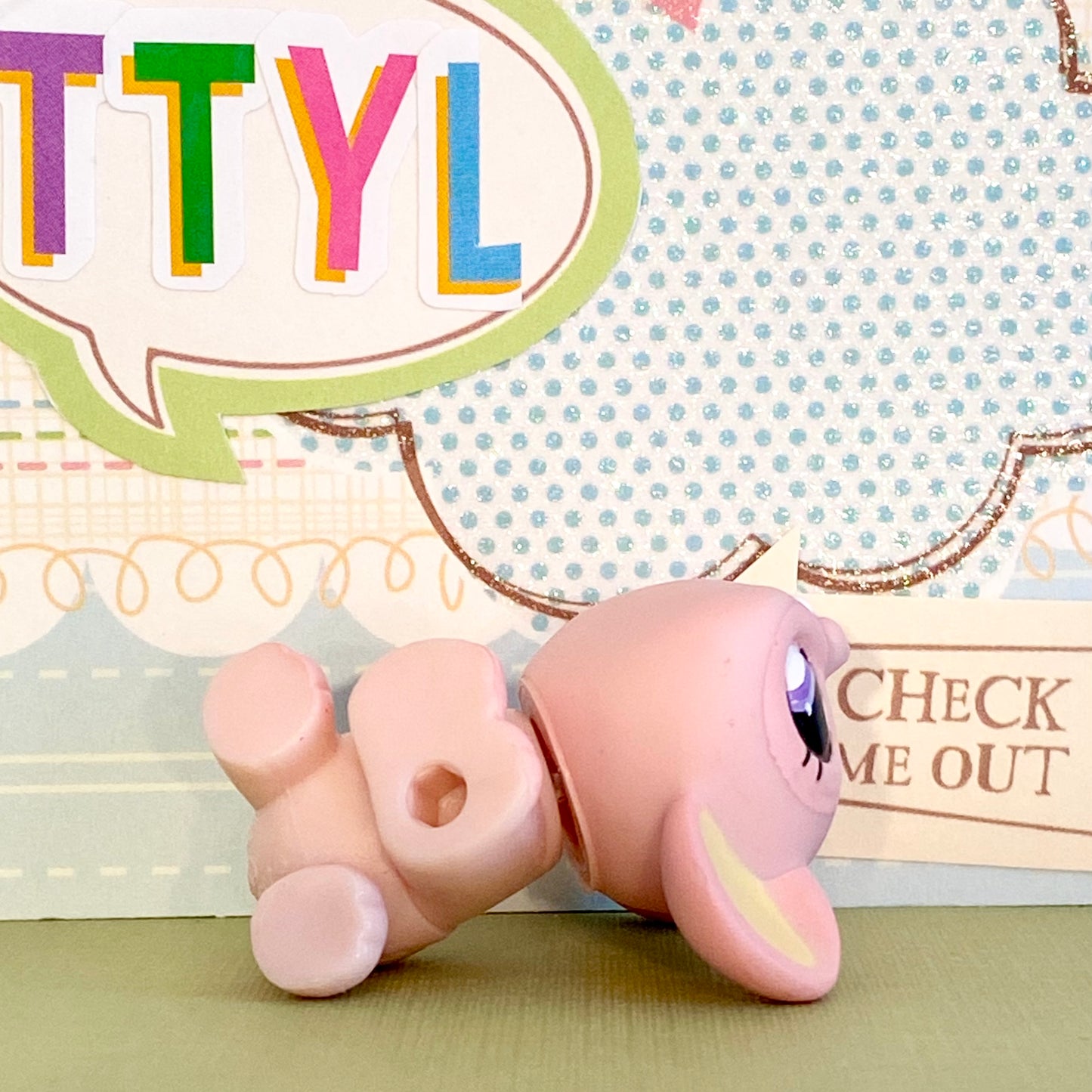 Vintage Authentic Littlest Pet Shop Mouse 1202 Pink Purple Habitrail