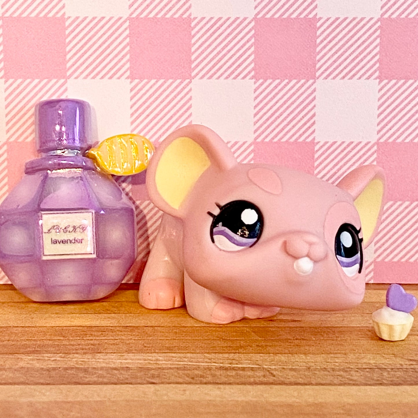 Vintage Authentic Littlest Pet Shop Mouse 1202 Pink Purple Habitrail