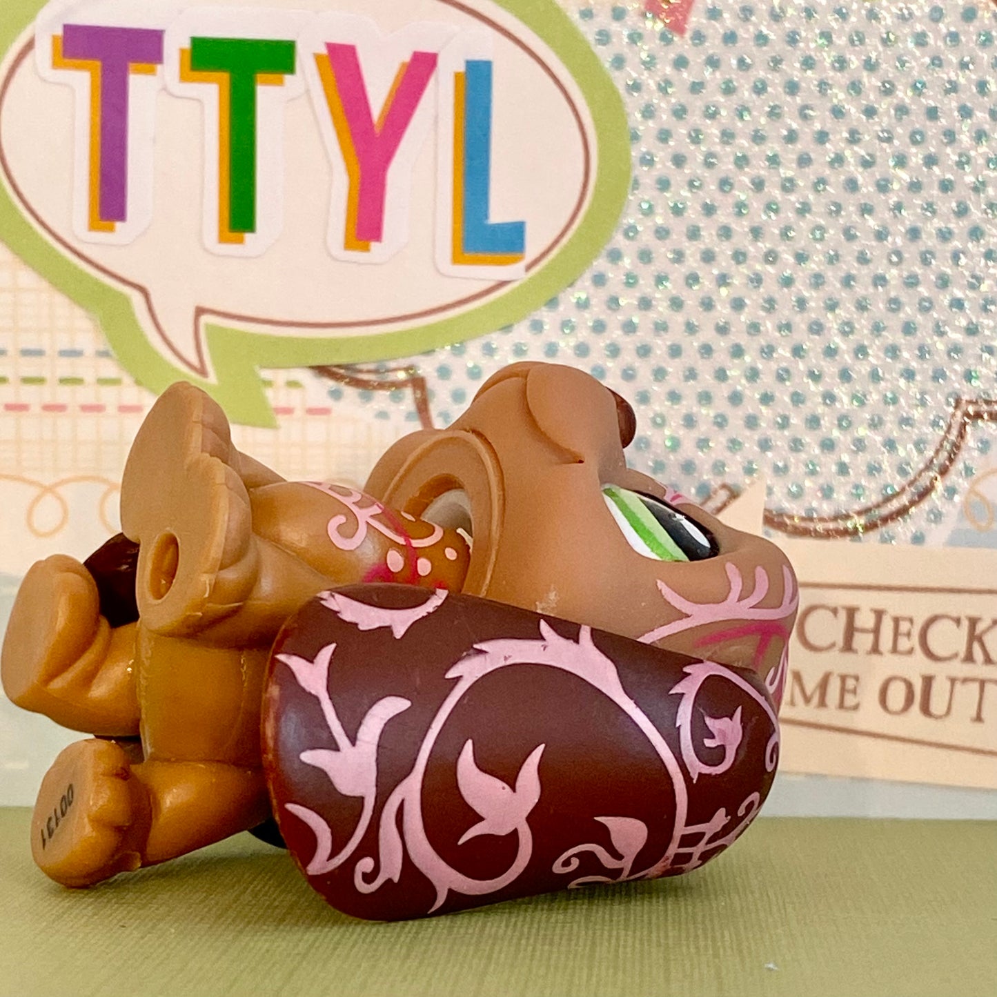 Vintage Authentic Littlest Pet Shop Dog Basset 1358 Postcard Tattoos