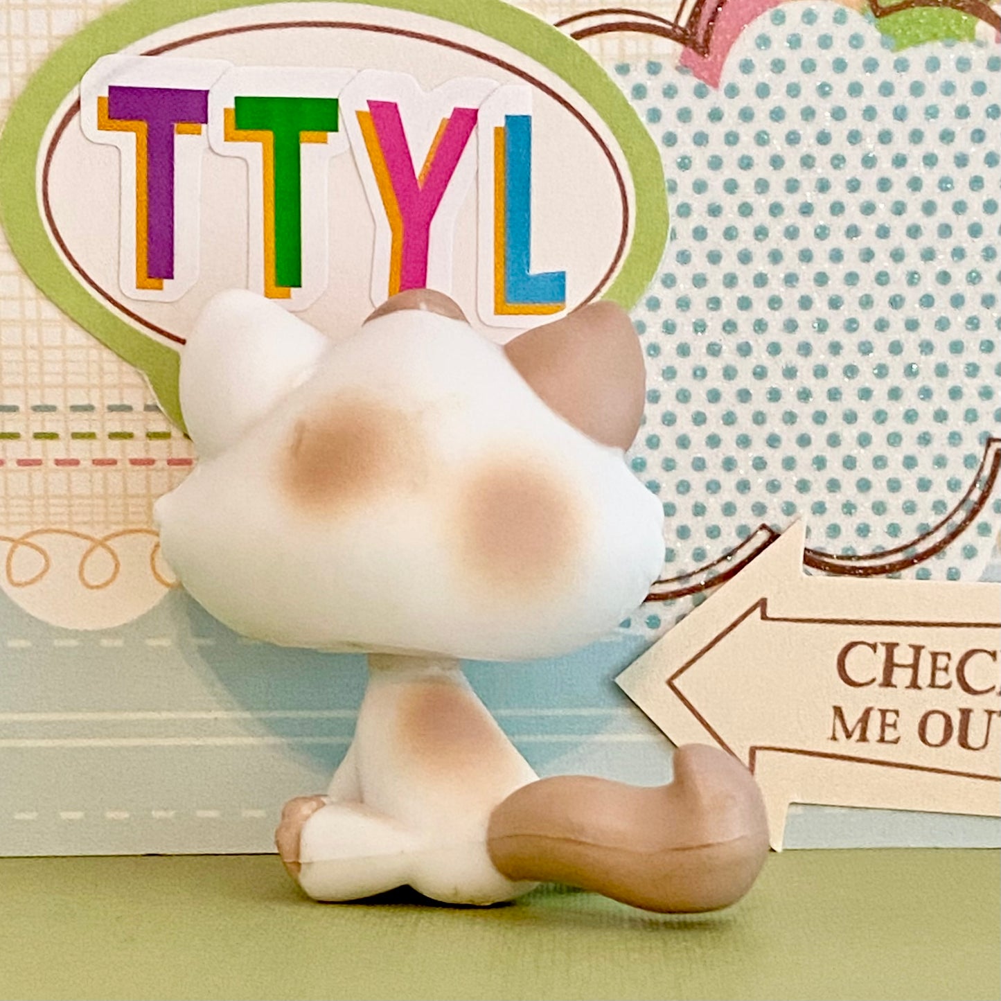 Vintage Authentic Littlest Pet Shop Kitten Cat 197 White Tan