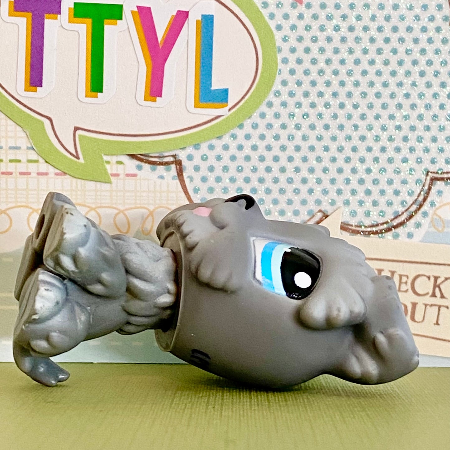 Vintage Authentic Littlest Pet Shop Dog Schnauzer 1393 Clubhouse Grey