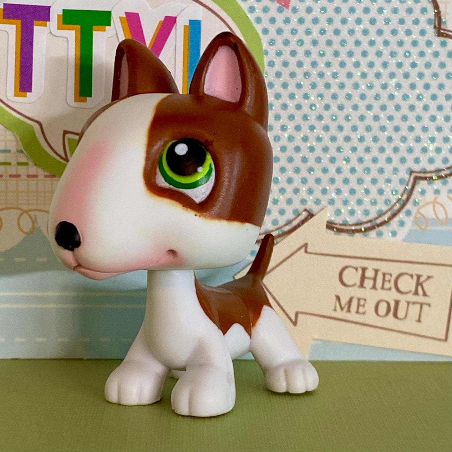 Vintage Authentic Littlest Pet Shop Terrier Dog Totally Talented Green 154