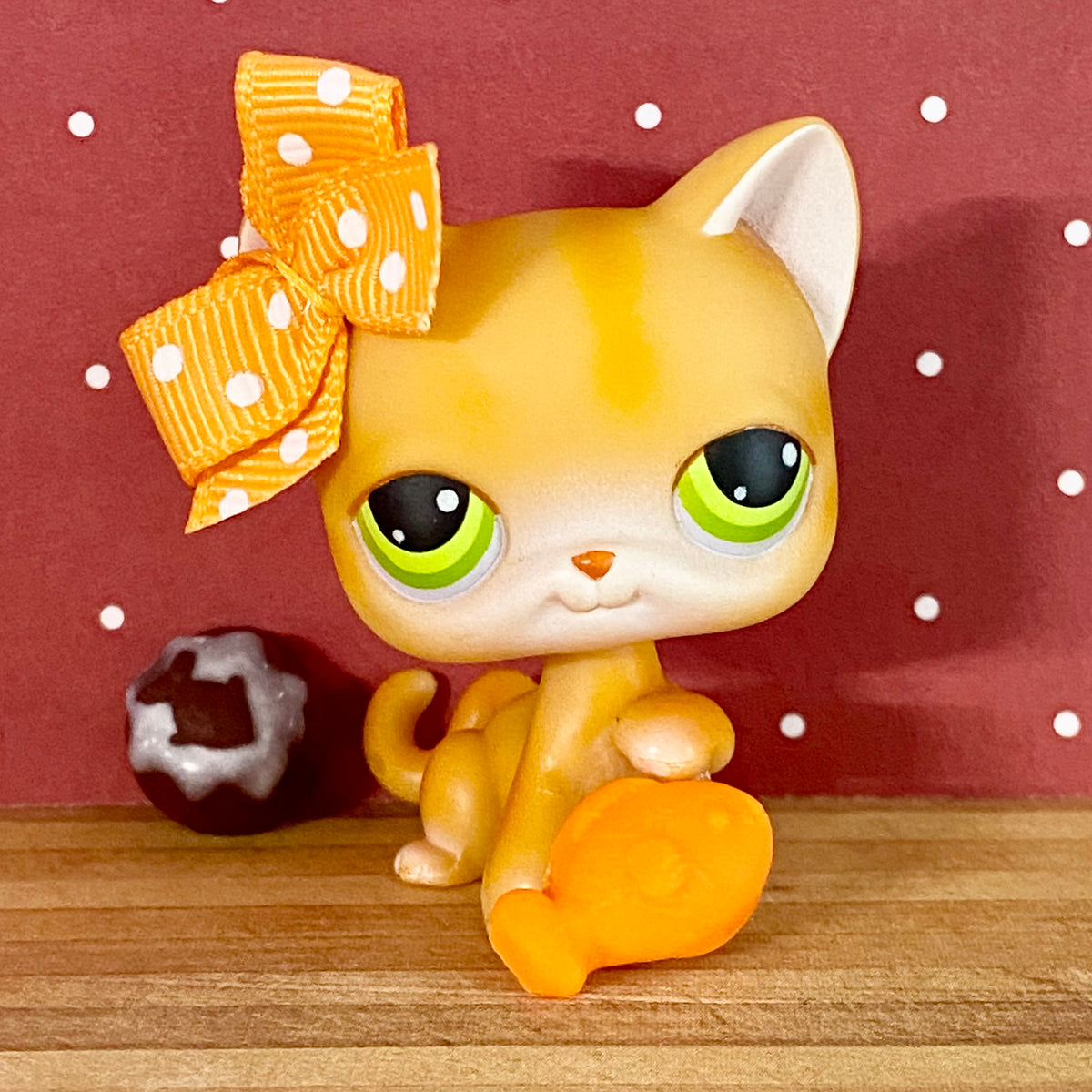Vintage Authentic Littlest Pet Shop Shorthair Cat 11 Orange Green ...