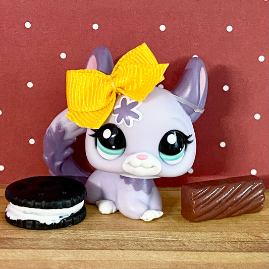 Vintage Authentic Littlest Pet Shop Chinchilla 2135 Lavendar Teal Collector's