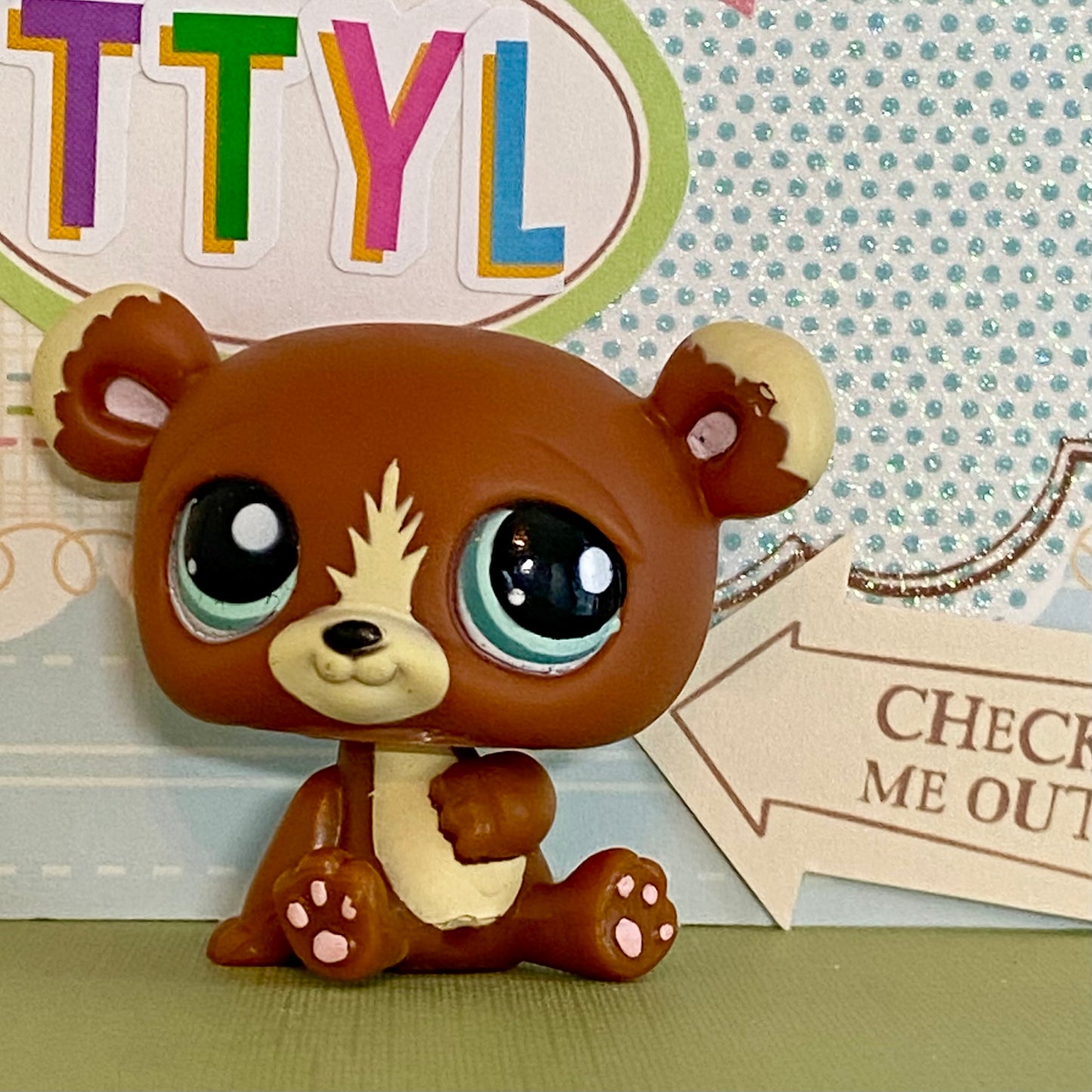 Vintage Authentic Littlest Pet Shop Bear 1075 Teal