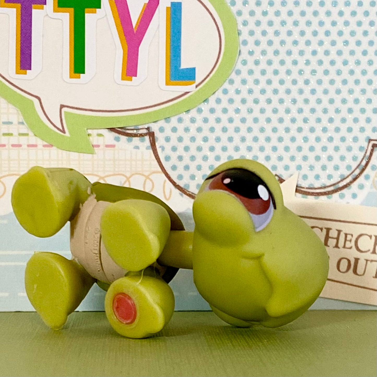 Vintage Authentic Littlest Pet Shop Turtle 7 Brown Pink