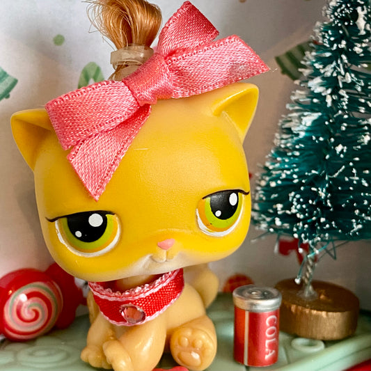 Vintage Authentic Littlest Pet Shop Shorthair 78 Bedtime Blast Green Christmas