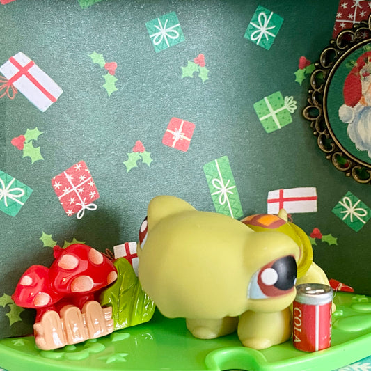 Vintage Authentic Littlest Pet Shop Turtle 8 Whirl Around Orange Brown Christmas