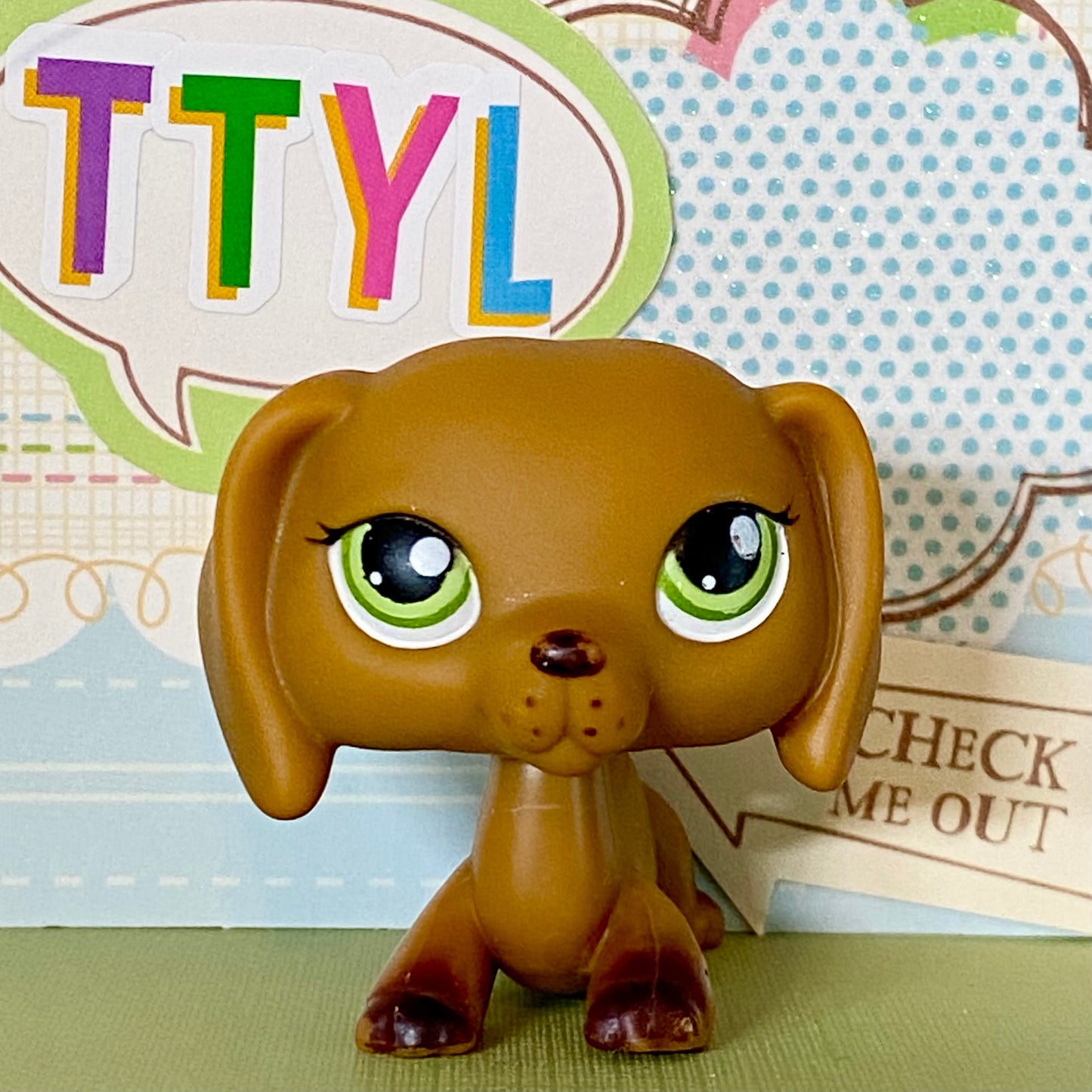 Vintage Authentic Littlest Pet Shop Dachshund 139 Green Christmas