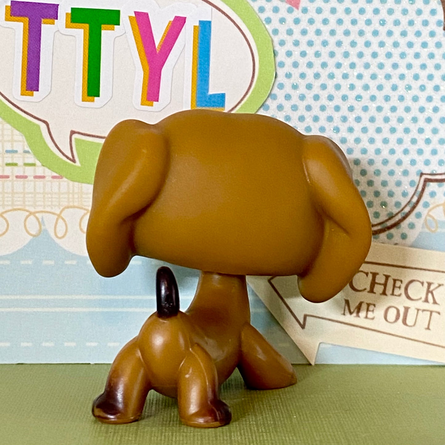 Vintage Authentic Littlest Pet Shop Dachshund 139 Green Christmas