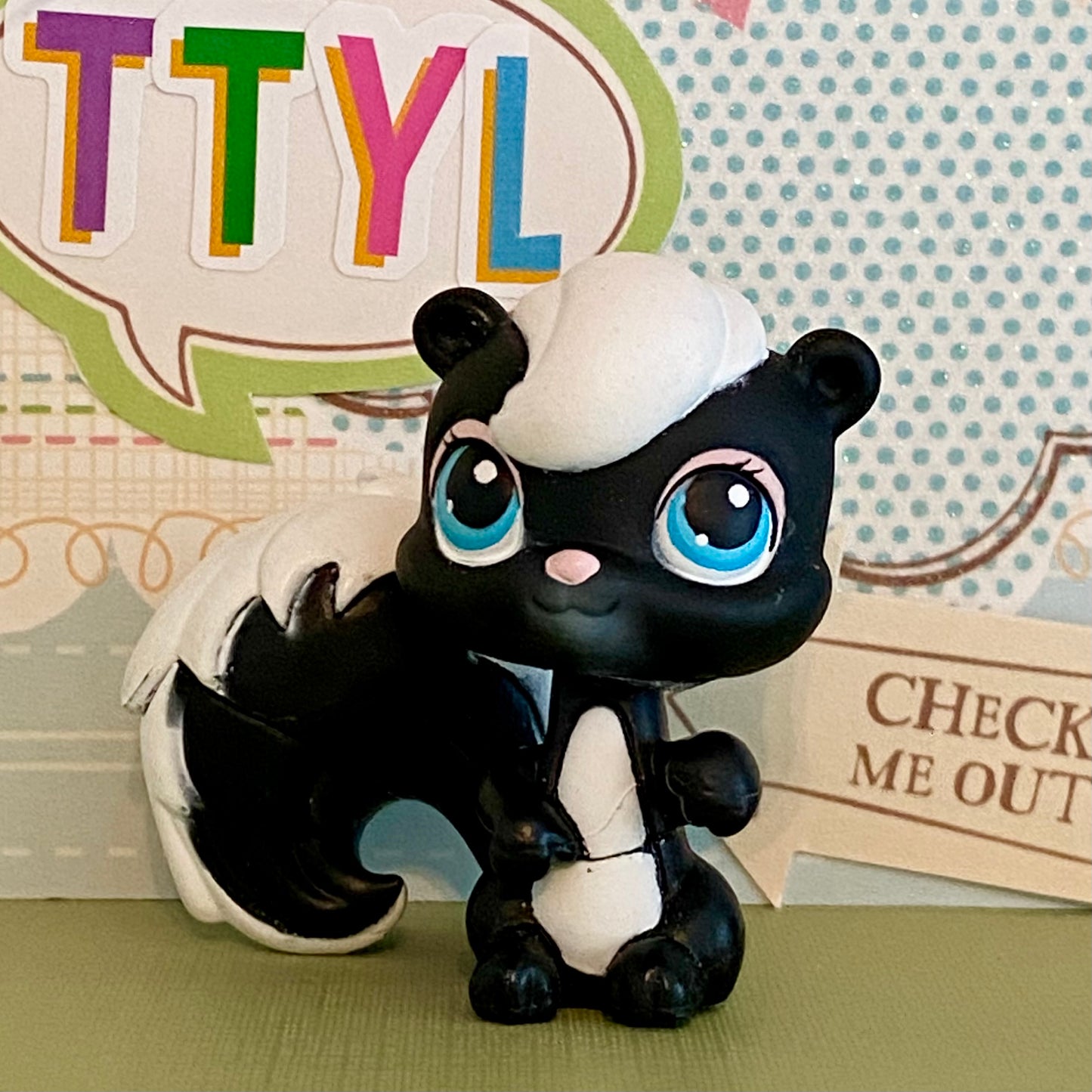Vintage Authentic Littlest Pet Shop Skunk 85 Pet Pairs Blue