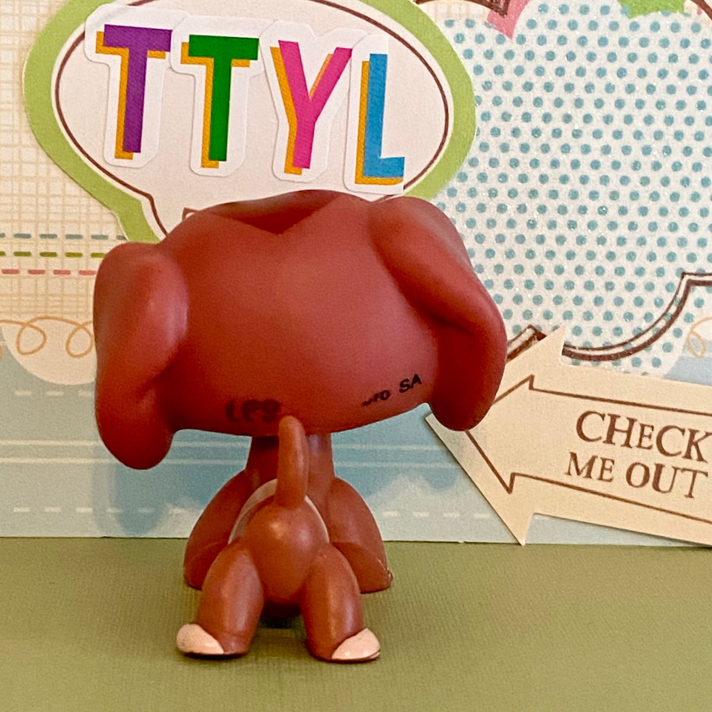 Vintage Authentic Littlest Pet Shop Dachshund 3601 Green Mommy Christmas
