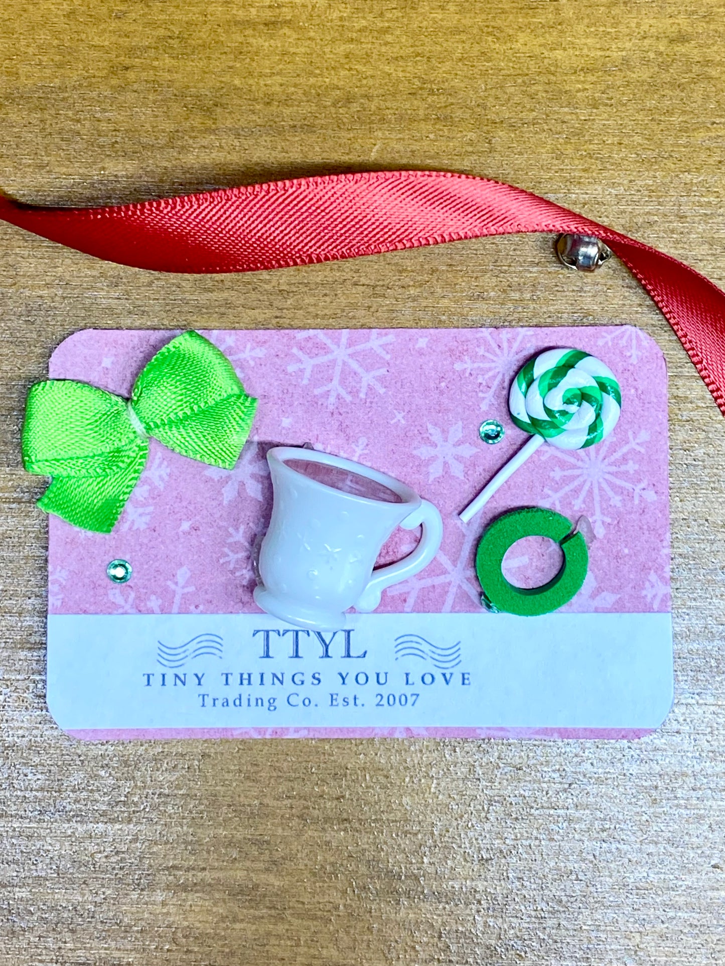 Vintage Authentic Littlest Pet Shop Cat Kitten 649 Aqua Pink Flower Christmas