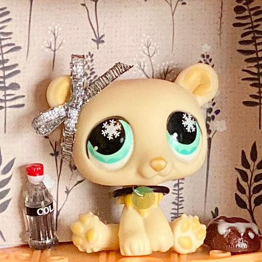 Vintage Authentic Littlest Pet Shop 759 Polar Bear Advent Calendar Snowflake Aqua