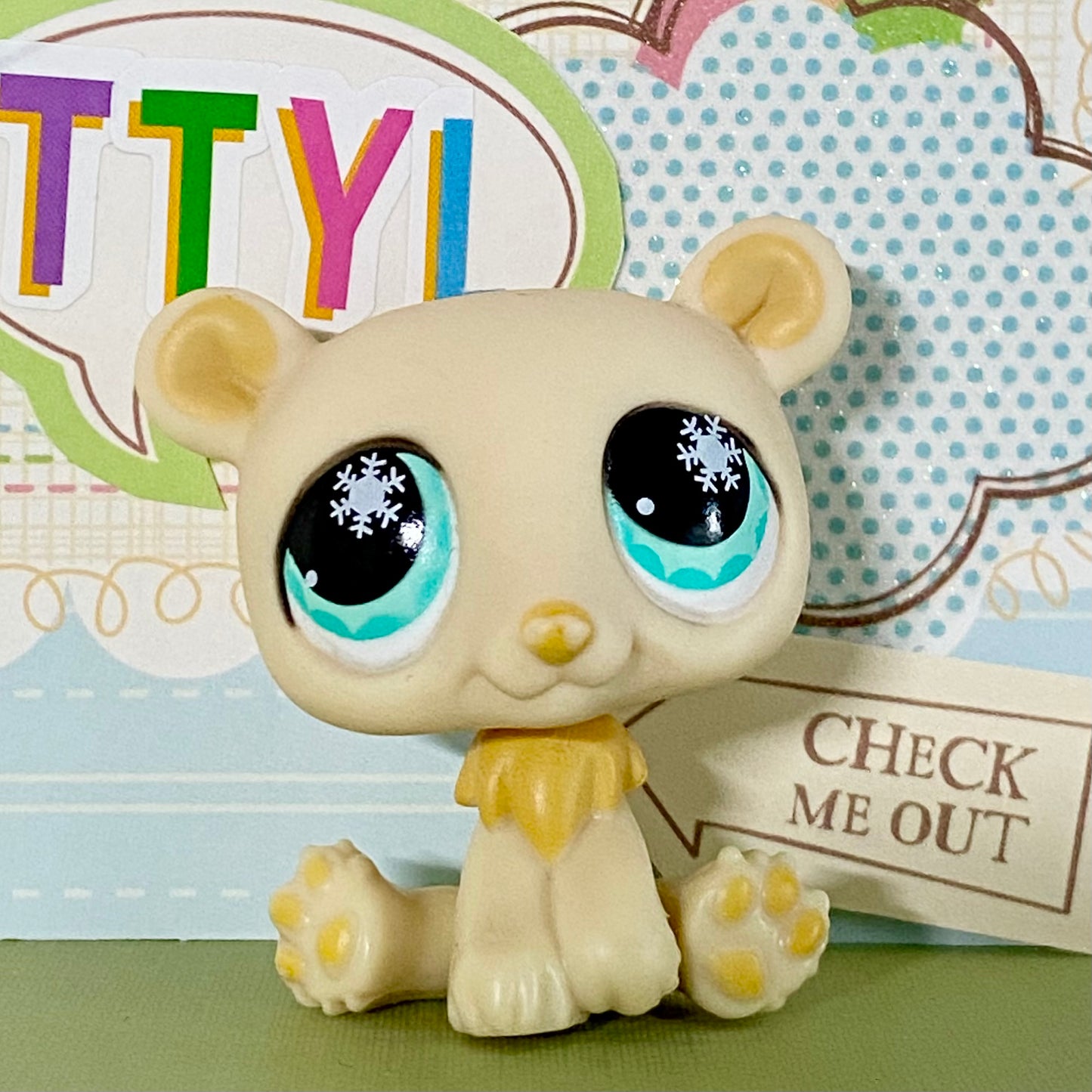 Vintage Authentic Littlest Pet Shop 759 Polar Bear Advent Calendar Snowflake Aqua