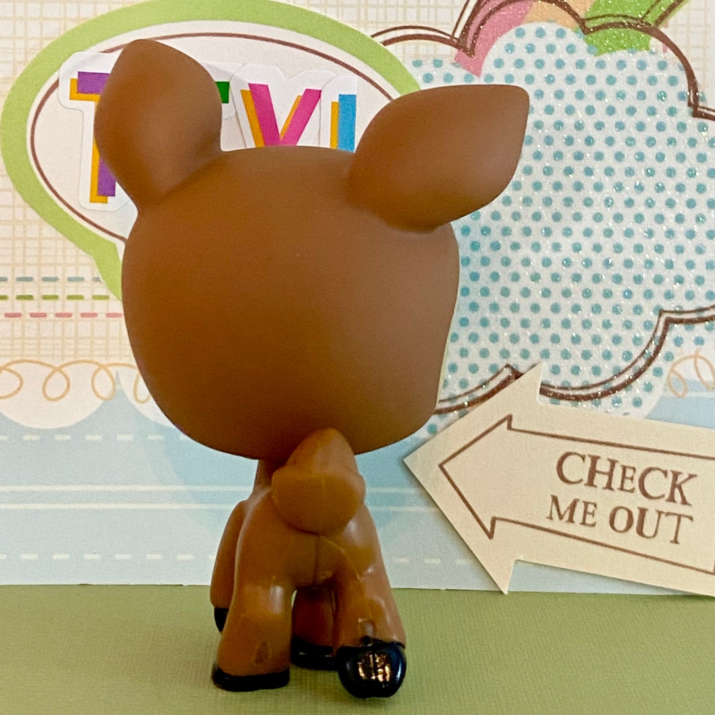 Vintage Authentic Littlest Pet Shop Deer 3583 3584 Mommy and Baby Brown Aqua