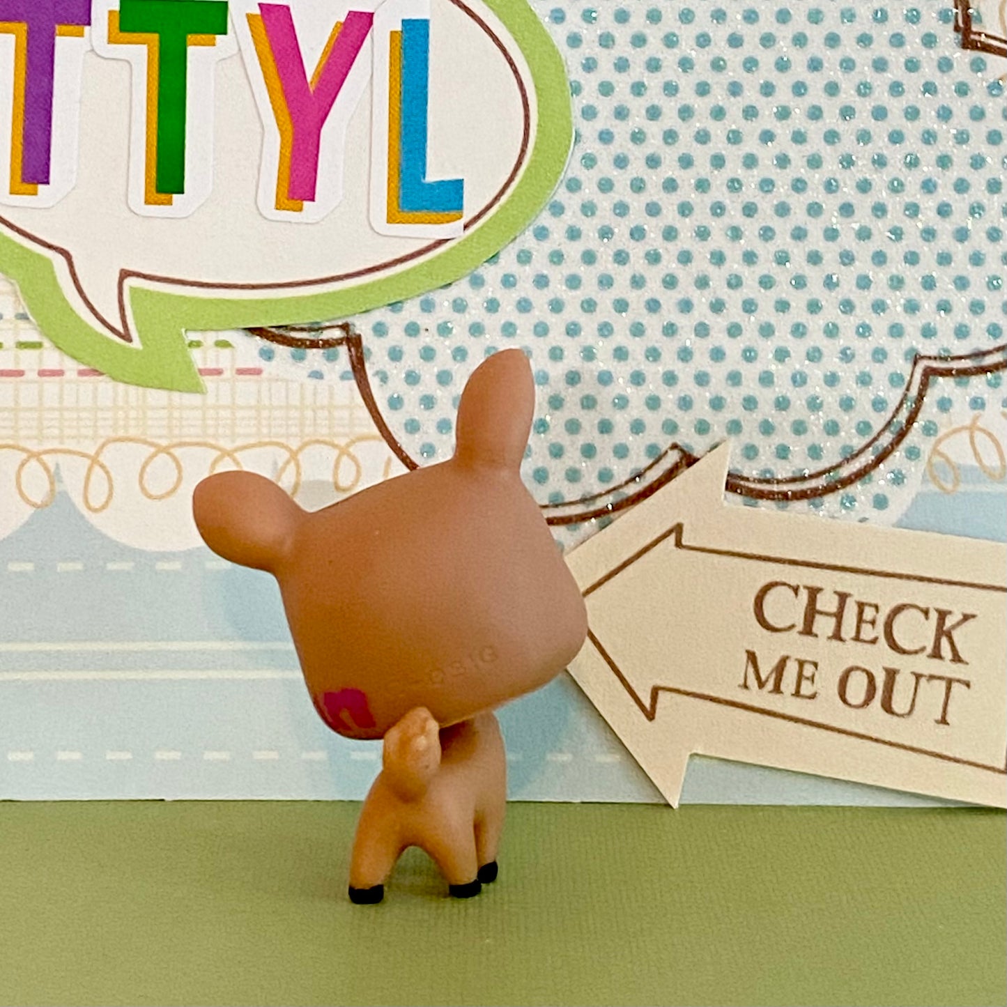 Vintage Authentic Littlest Pet Shop Deer 3583 3584 Mommy and Baby Brown Aqua