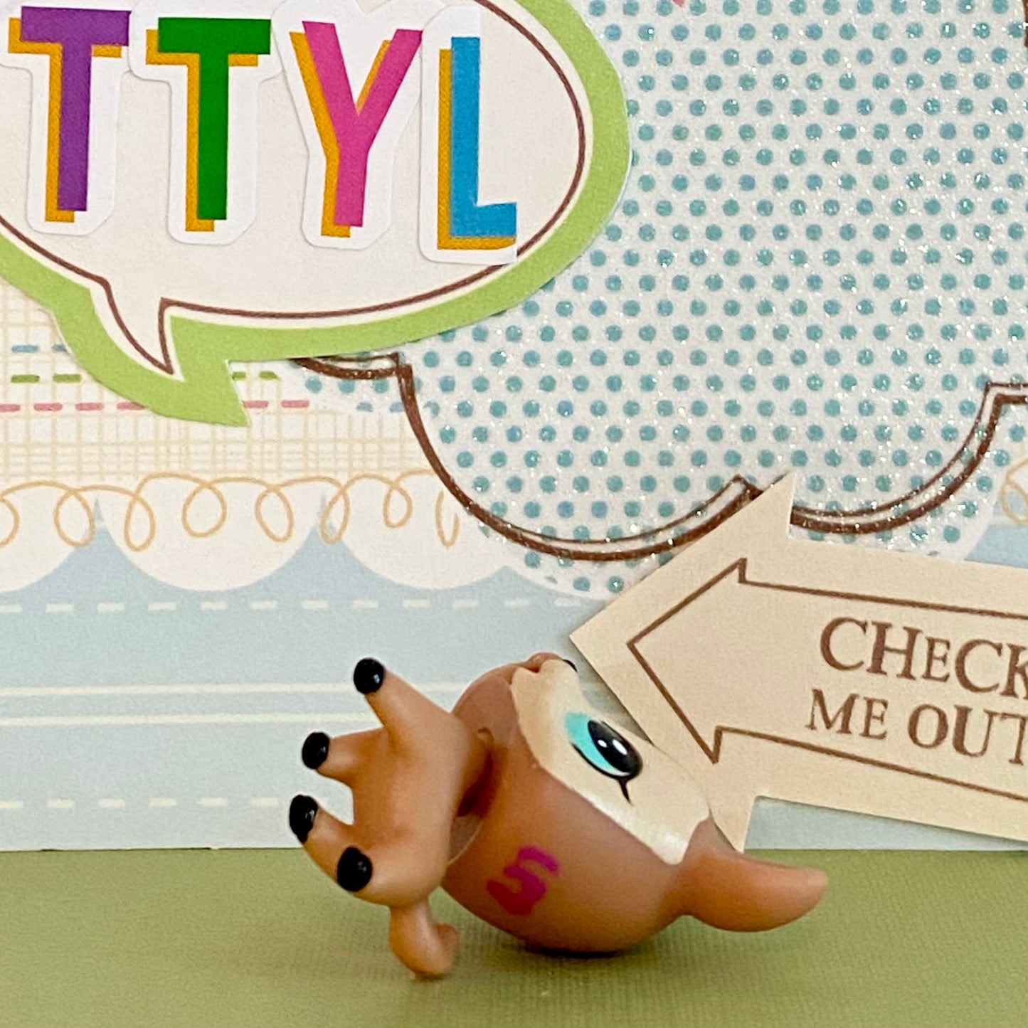 Vintage Authentic Littlest Pet Shop Deer 3583 3584 Mommy and Baby Brown Aqua