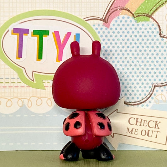 Vintage Authentic Littlest Pet Shop Ladybug #629 Red Black Aqua Clover Eyes
