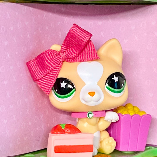 Authentic Littlest Pet Shop Cat G7 175 Green Star Eyes No Nook