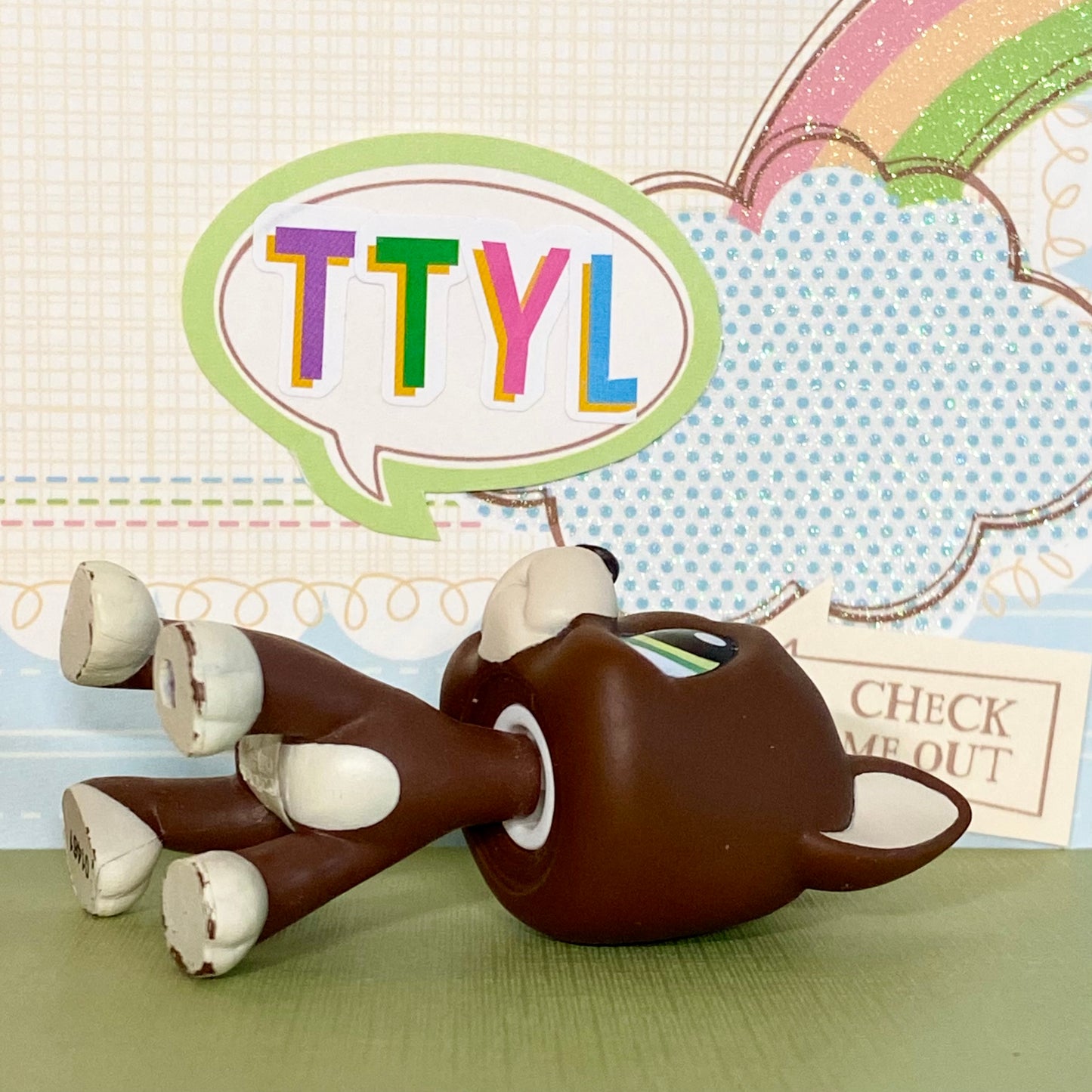 Vintage Authentic Littlest Pet Shop Great Dane Dog 1519 Brown Green