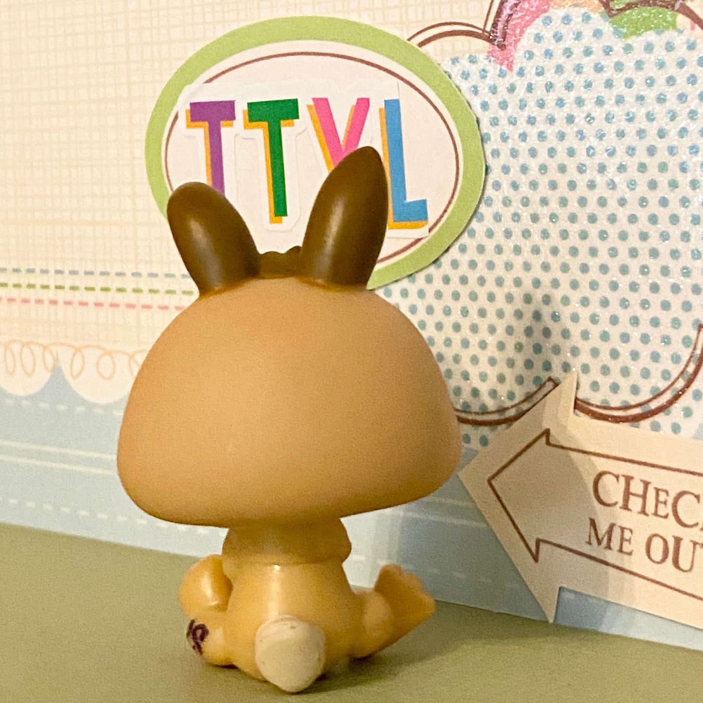 Vintage Authentic Littlest Pet Shop LPS Rabbit 1497 Brown Green Stars LPSO