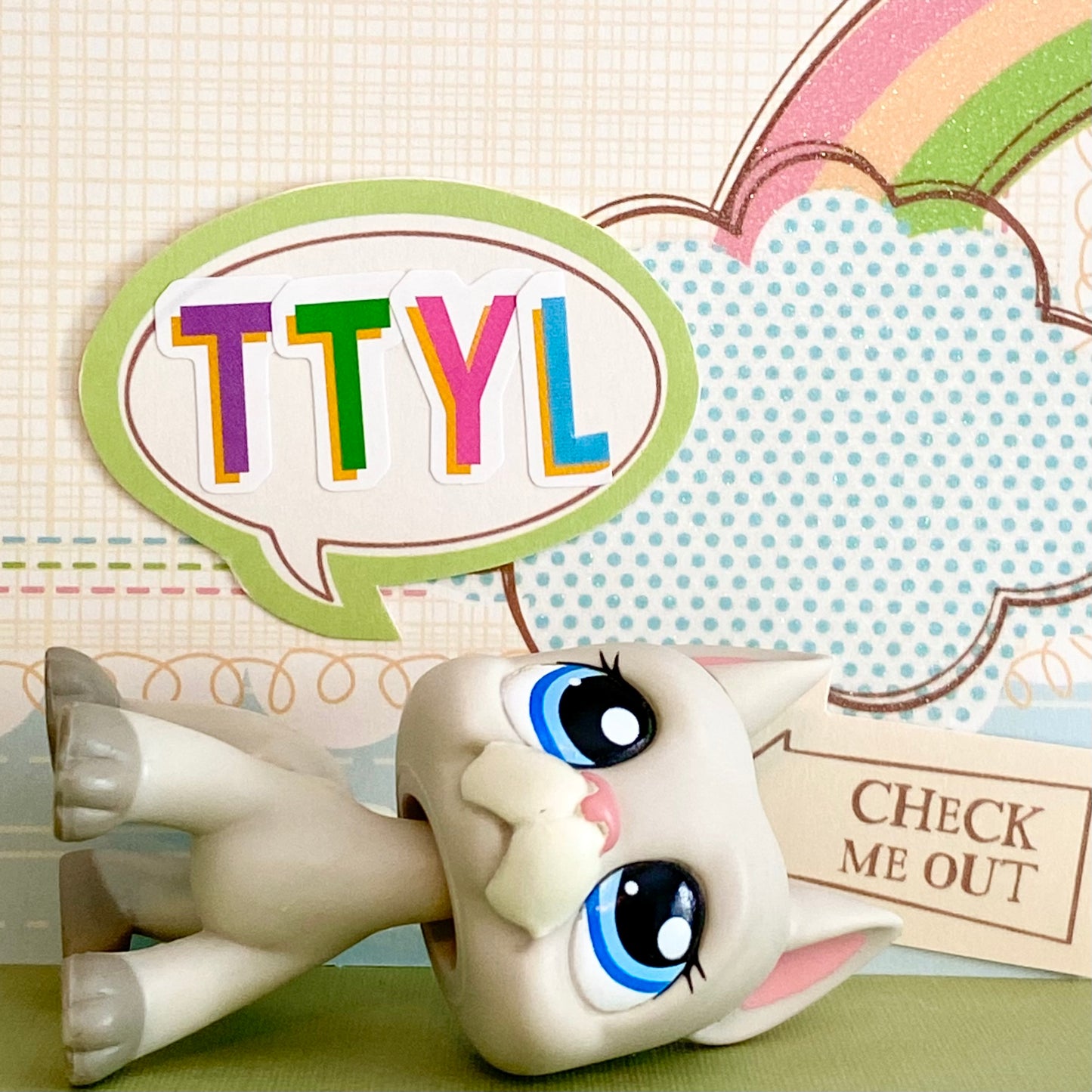 Vintage Authentic Littlest Pet Shop LPS Dog 1688 Great Dane Shopping Mall Grey Blue