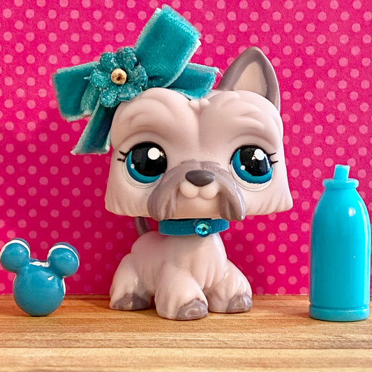 Vintage Authentic Littlest Pet Shop Scottie Dog Terrier No. 1201 Purple Blue