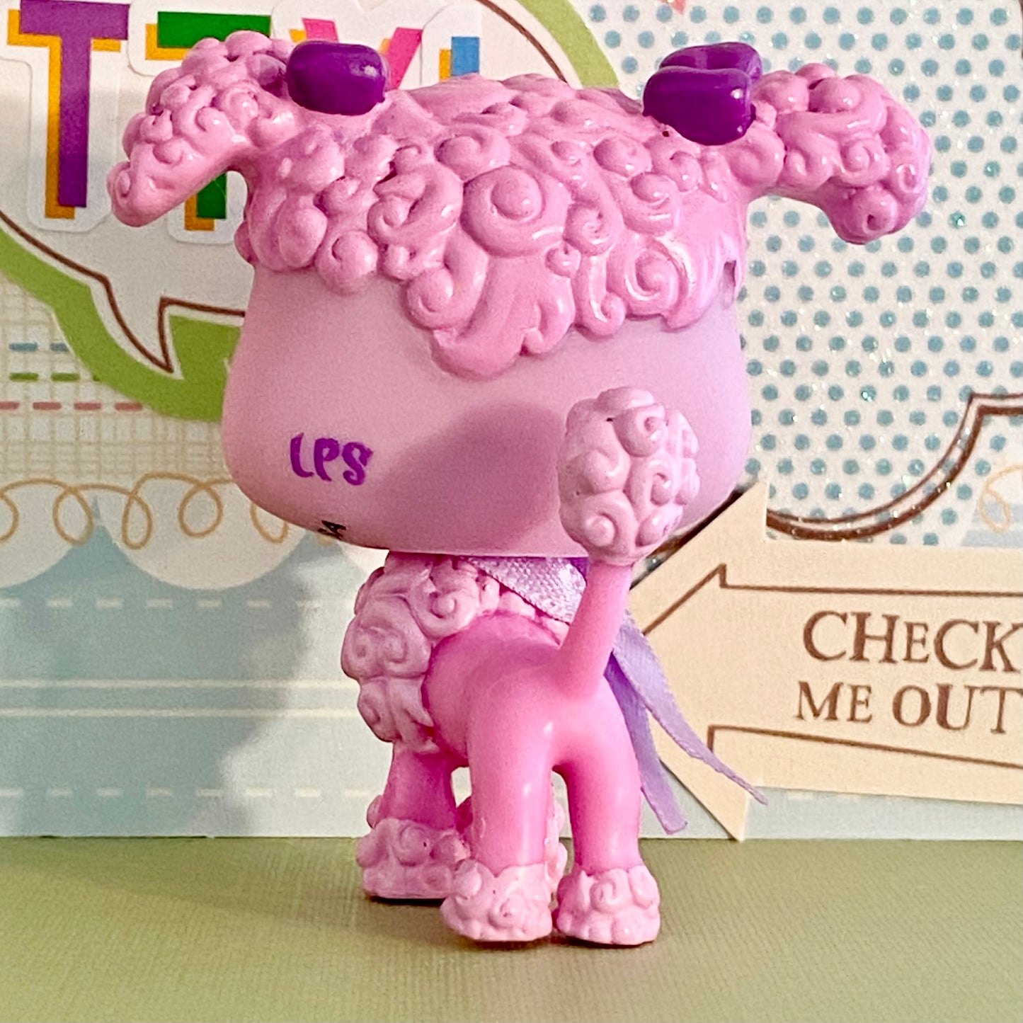 Vintage Authentic Littlest Pet Shop Poodle Dog 3599 Mommy and Me Pink Aqua