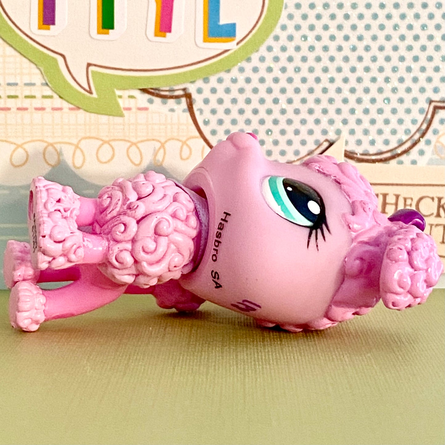 Vintage Authentic Littlest Pet Shop Poodle Dog 3599 Mommy and Me Pink Aqua