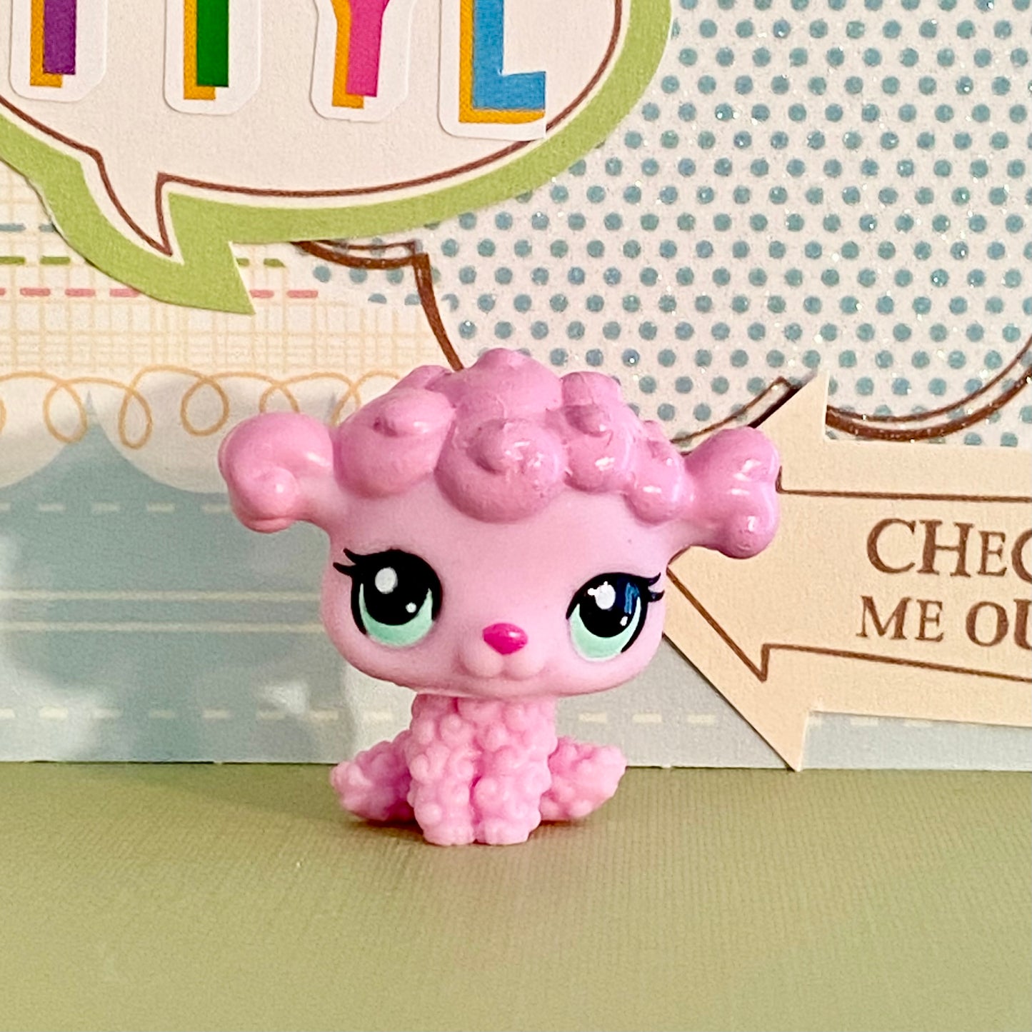 Vintage Authentic Littlest Pet Shop Poodle Dog 3599 Mommy and Me Pink Aqua