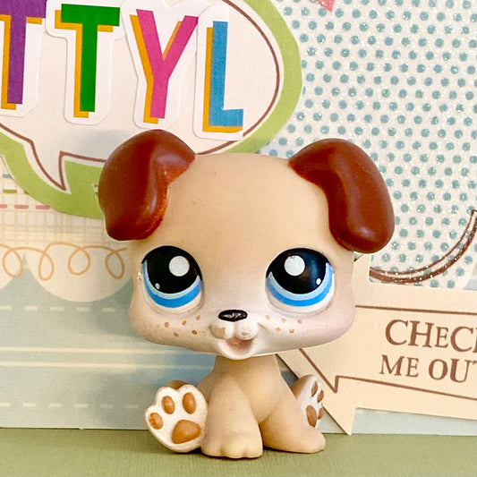 Vintage Authentic Littlest Pet Shop Dog  143 Puppy White Brown